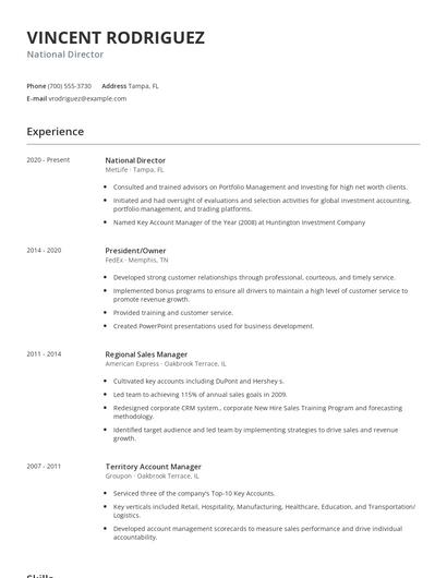 National Director Resume