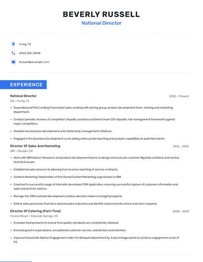 National Director Resume