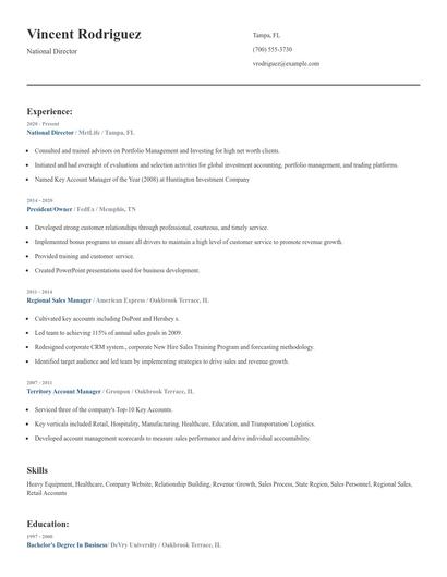 National Director Resume