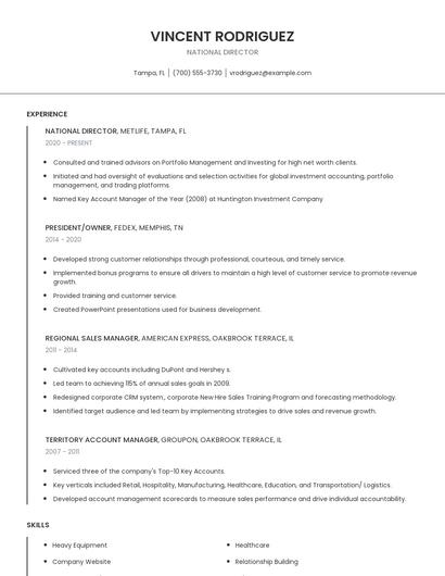 National Director Resume