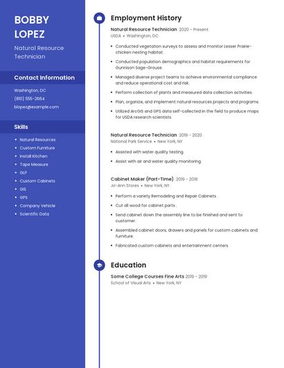 Natural Resource Technician Resume