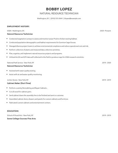 Natural Resource Technician Resume