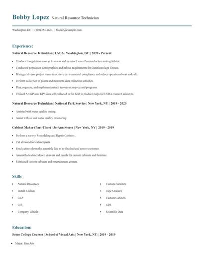 Natural Resource Technician Resume
