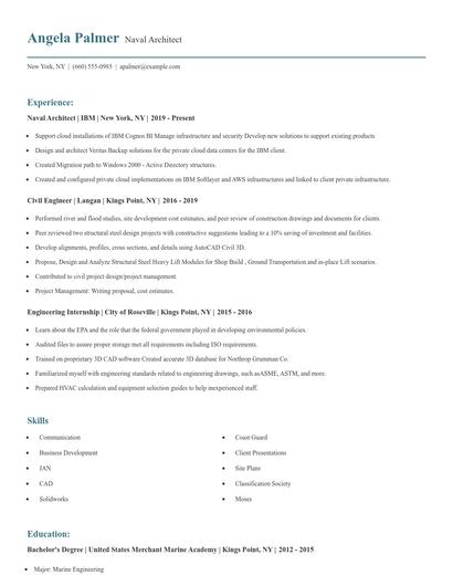 Naval Architect Resume