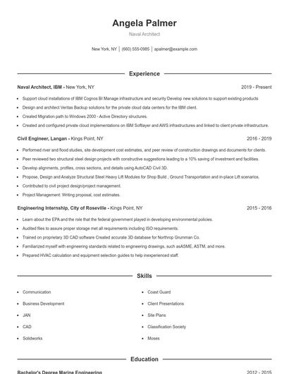 Naval Architect Resume