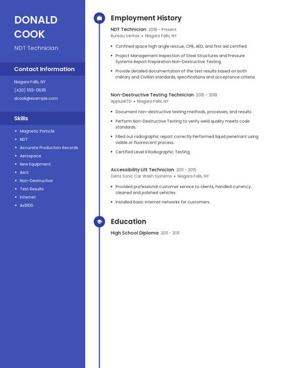 NDT Technician Resume