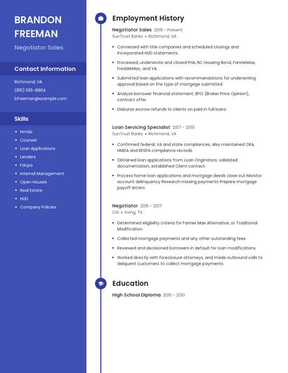 Negotiator Sales Resume