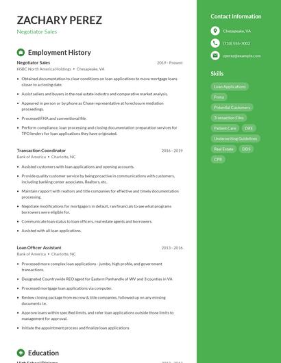 Negotiator Sales Resume