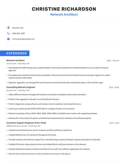 Network Architect Resume
