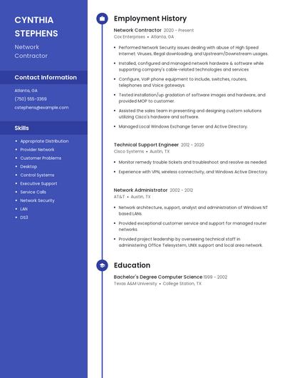 Network Contractor Resume