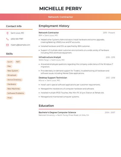 Network Contractor Resume