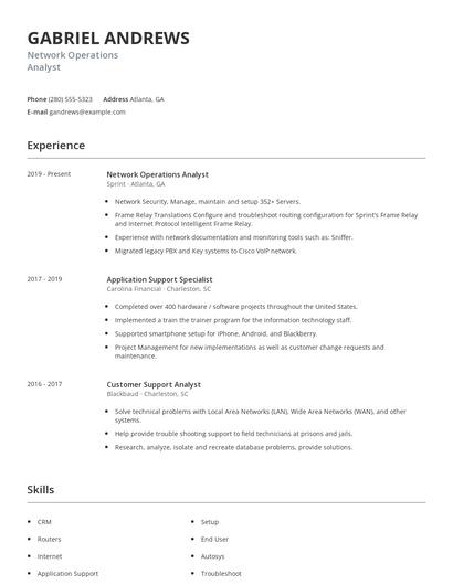 Network Operations Analyst Resume