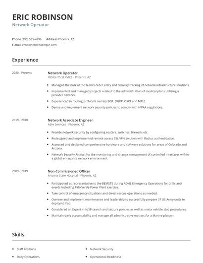 Network Operator Resume