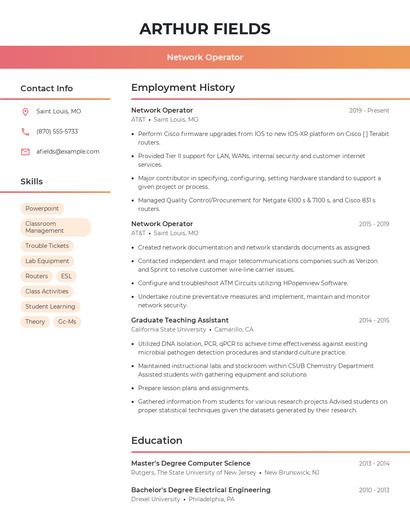 Network Operator Resume