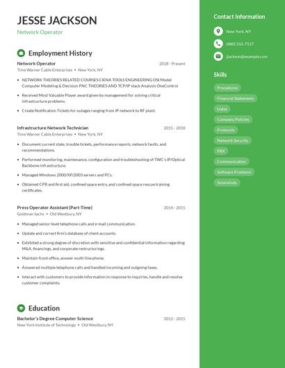 Network Operator Resume