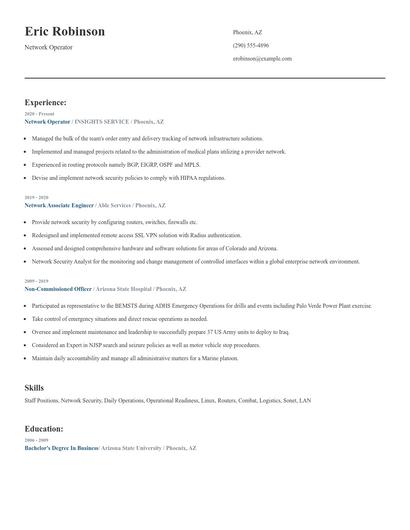 Network Operator Resume