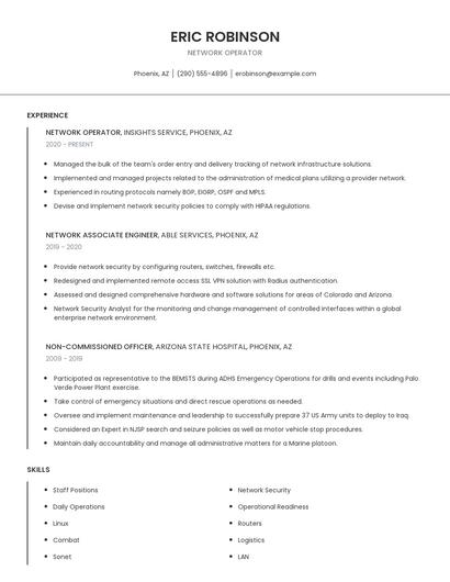 Network Operator Resume