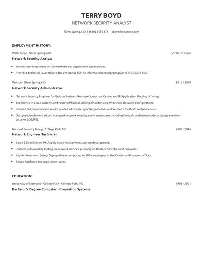 Network Security Analyst Resume