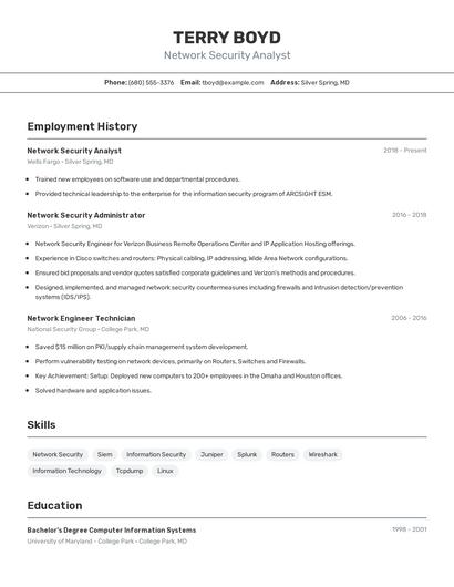 Network Security Analyst Resume