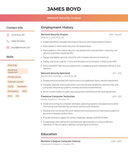 Network Security Analyst Resume