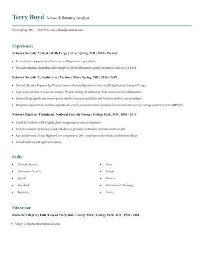Network Security Analyst Resume