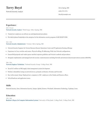Network Security Analyst Resume