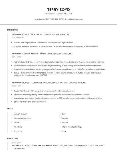 Network Security Analyst Resume