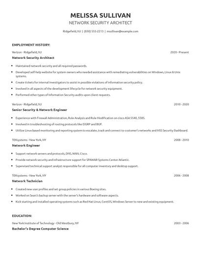 Network Security Architect Resume