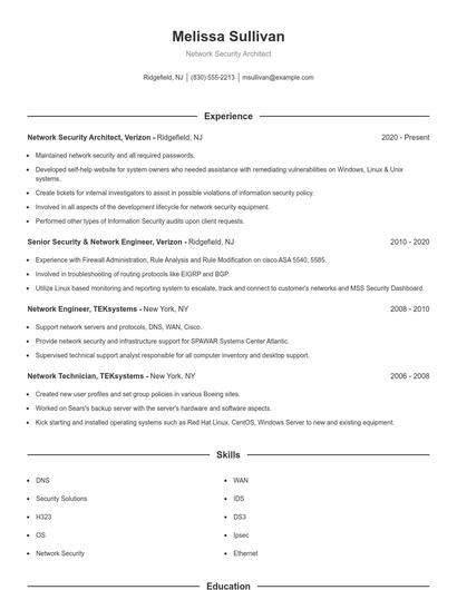 Network Security Architect Resume