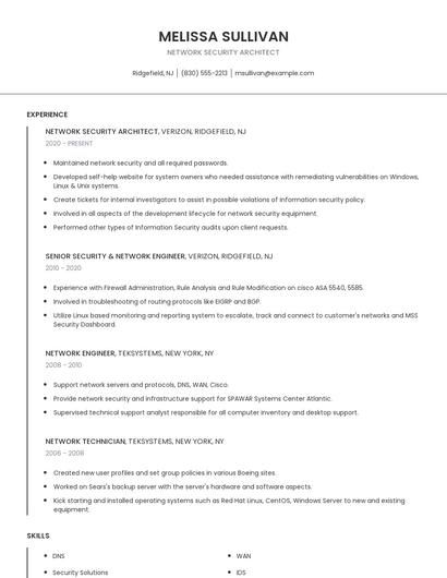 Network Security Architect Resume