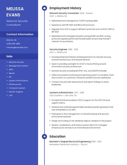 Network Security Consultant Resume