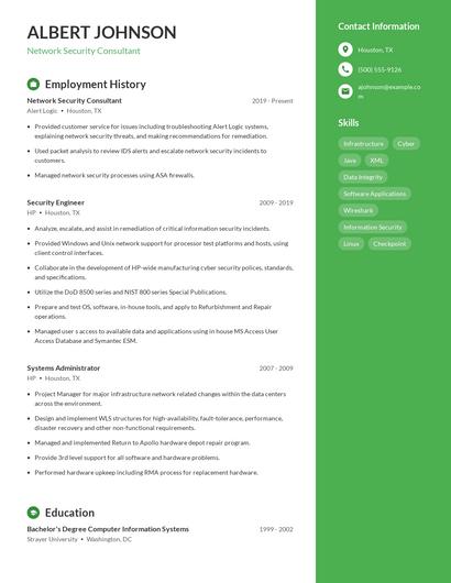 Network Security Consultant Resume