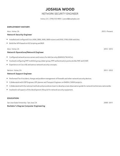 Network Security Engineer Resume