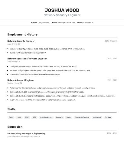 Network Security Engineer Resume