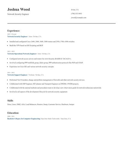 Network Security Engineer Resume