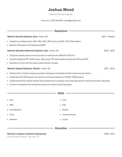 Network Security Engineer Resume