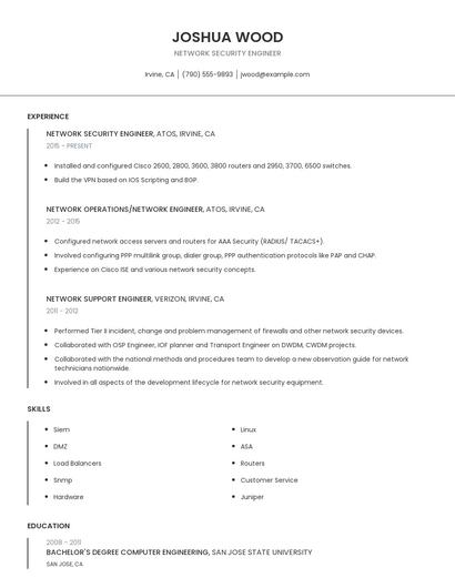 Network Security Engineer Resume