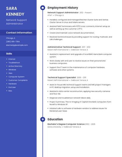 Network Support Administrator Resume