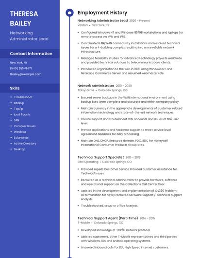 Networking Administrator Lead Resume