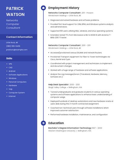 Networks Computer Consultant Resume