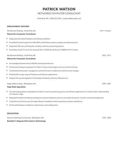 Networks Computer Consultant Resume