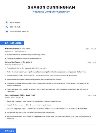 Networks Computer Consultant Resume