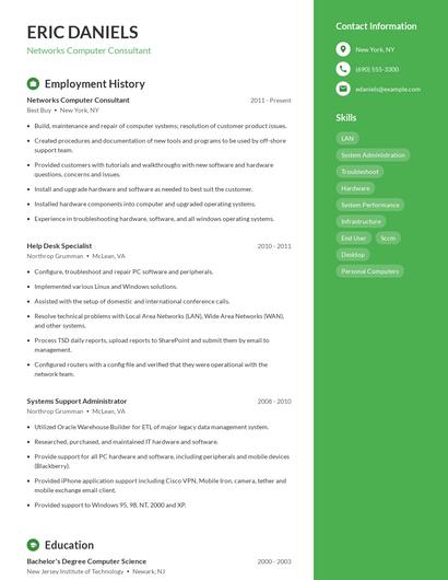 Networks Computer Consultant Resume