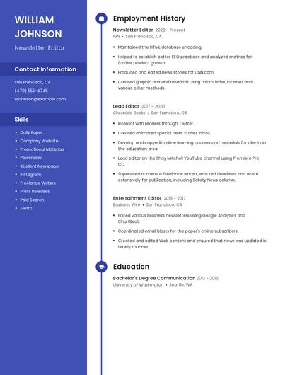 Newsletter Editor Resume