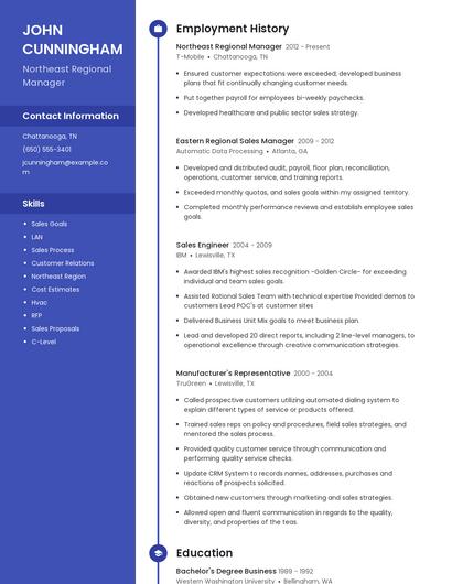 Northeast Regional Manager Resume