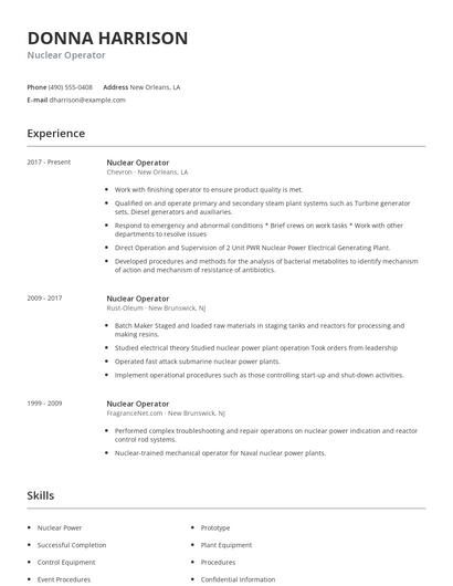 Nuclear Operator Resume