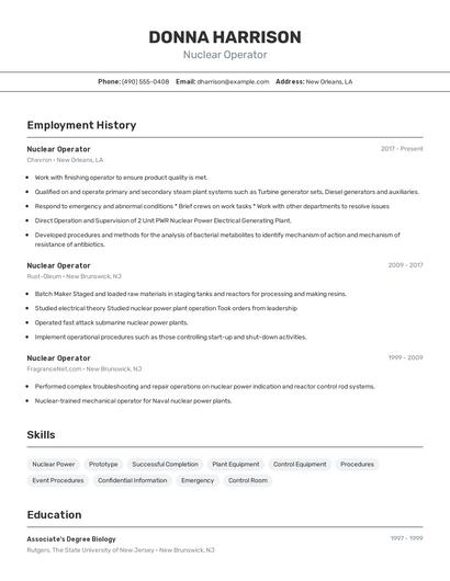 Nuclear Operator Resume