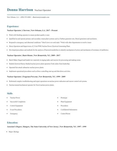Nuclear Operator Resume