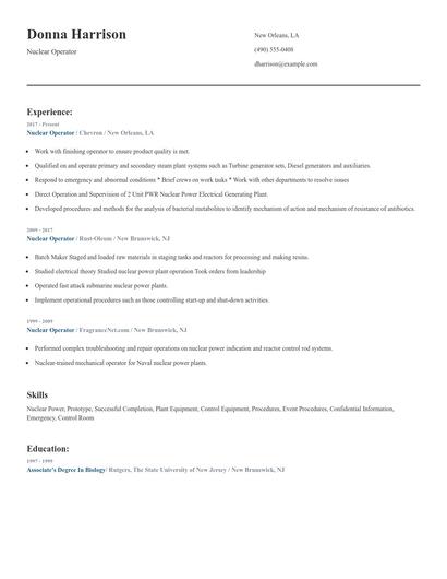 Nuclear Operator Resume