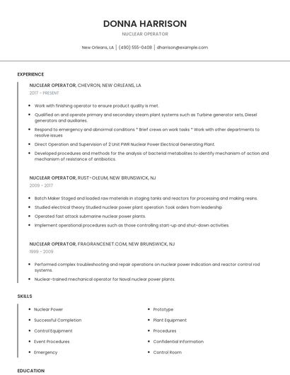 Nuclear Operator Resume